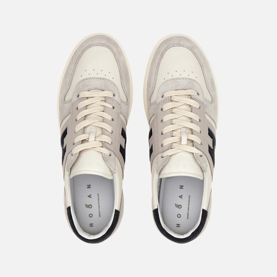 Hogan H668 Allacciato H Banda Sneakers In Beige Blue