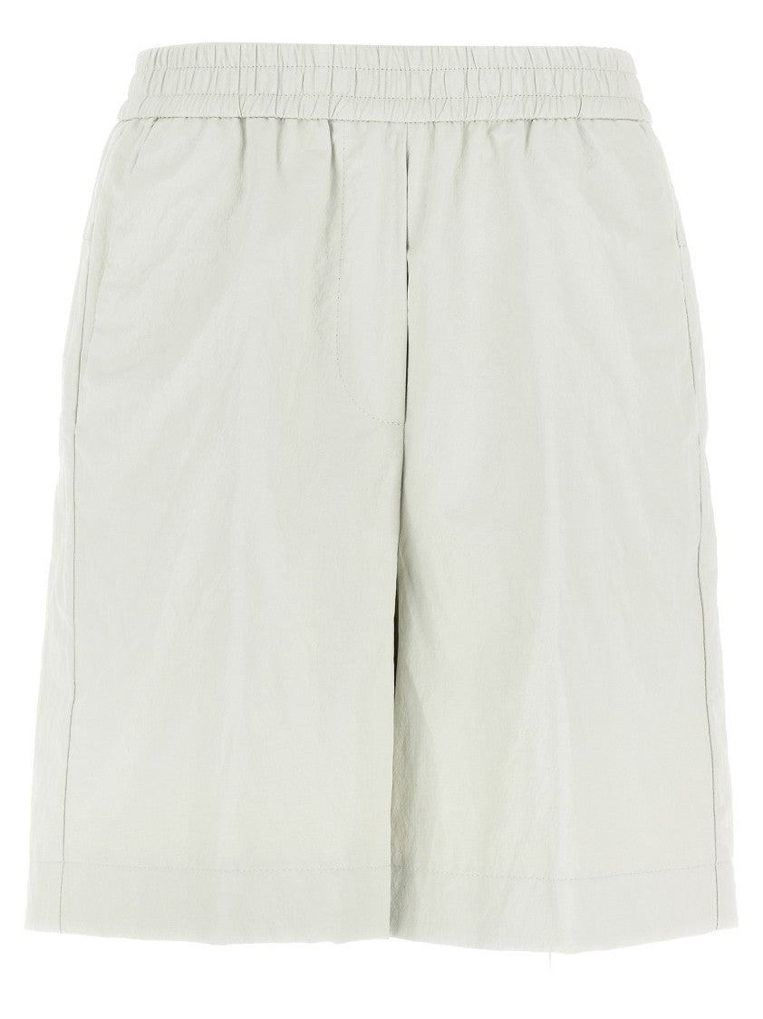 Nude Bermuda Shorts With Leather-Effect Finish
