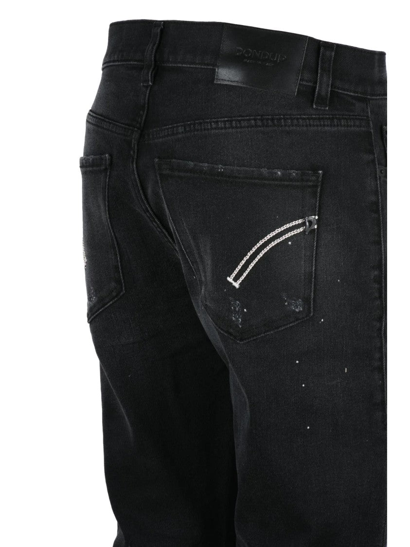 Dondup Mila Carrot Fit Black Distressed Jeans With Unique Design Elements
