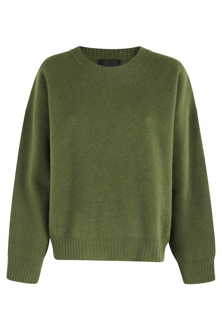Roberto Collina Oversized Crew Neck Sweater In Musk Merino Wool