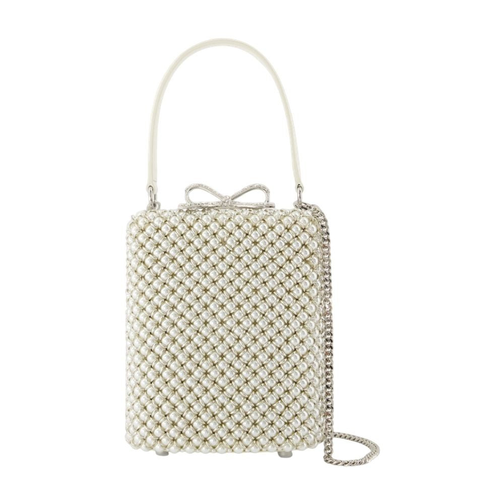 Self-Portrait Pearl Embellished Mini Bag - Metal - White