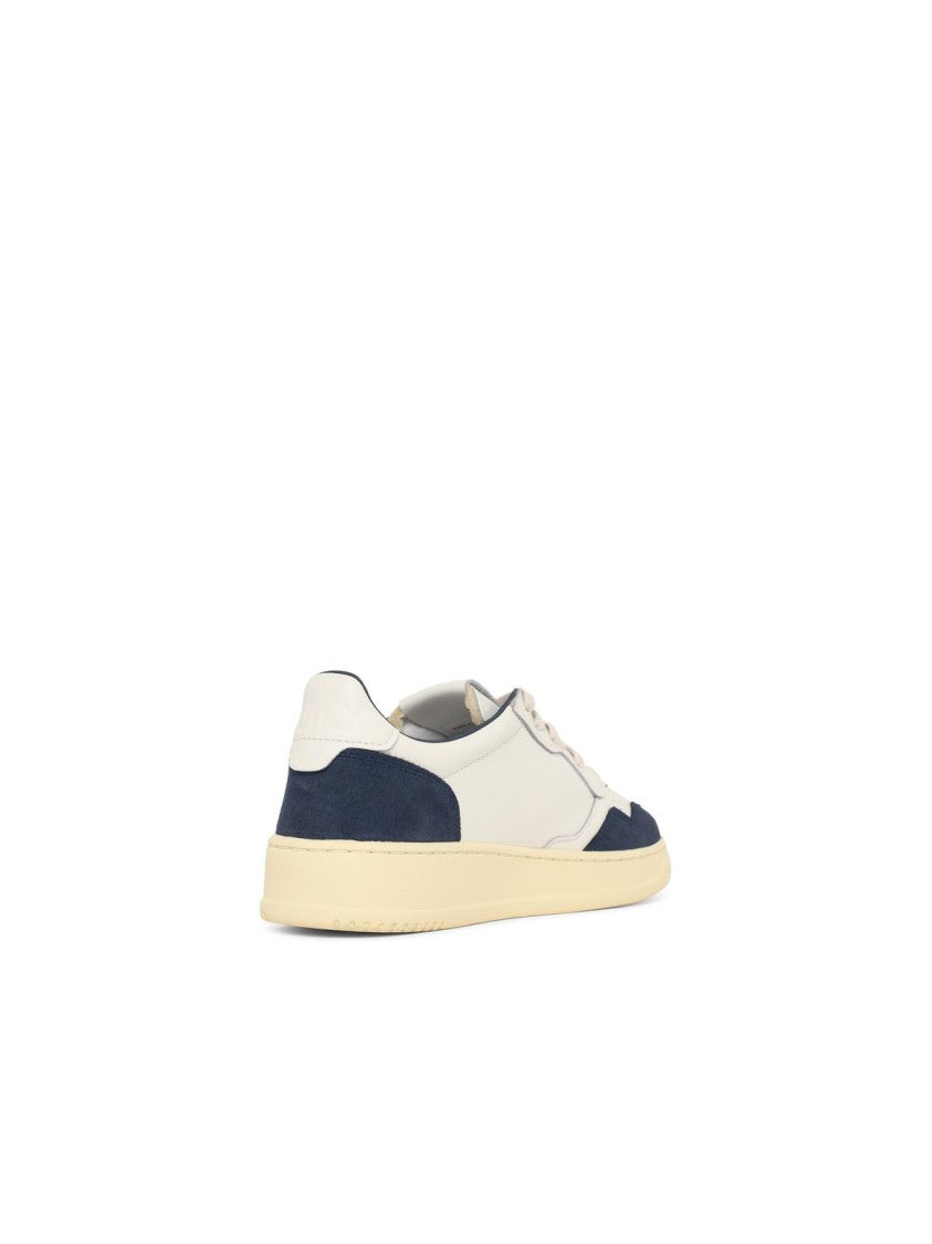 Autry 'Medalist Low' White And Blue Leather Sneakers