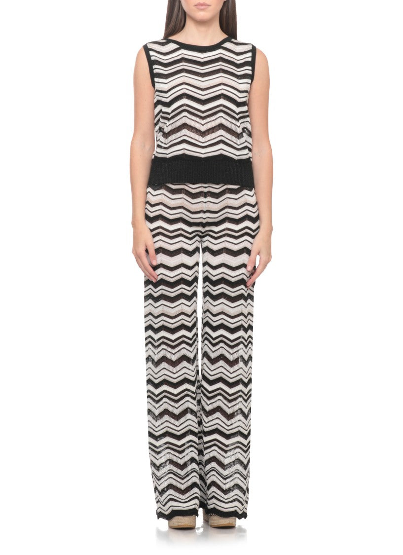 D. Exterior Black Lurex Perforated Tank Top