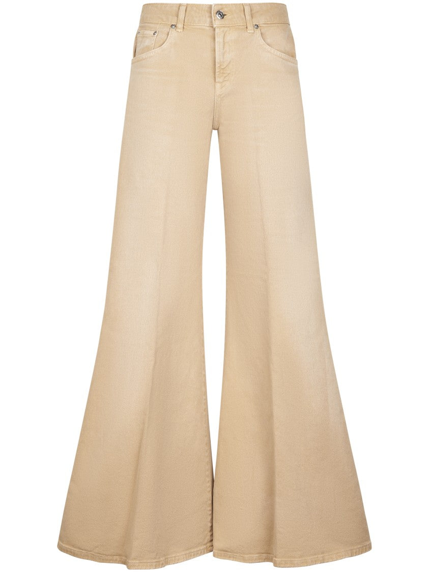 Dondup High-Waisted Wide-Leg Trousers With Five-Pocket Design