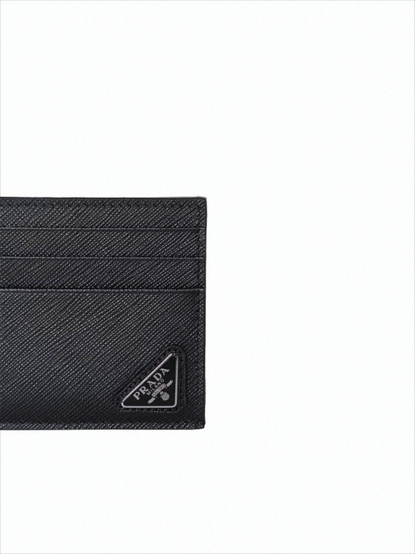 Prada Textured Black Card Wallet