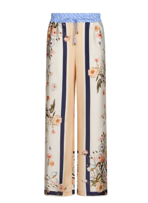 Liu Jo Printed Twill Trousers With Contrasting Drawstring