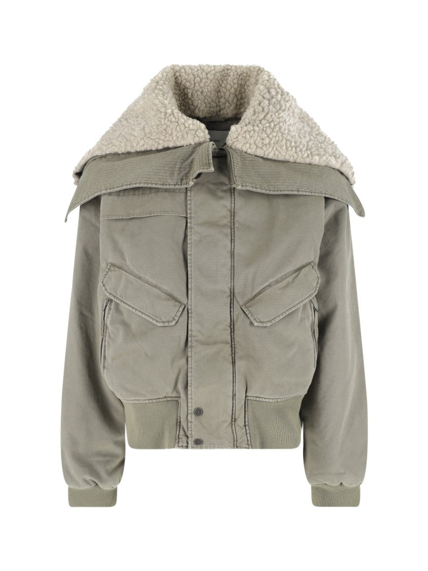 Entire Studios Green Removable Mouton Collar Cotton Jacket