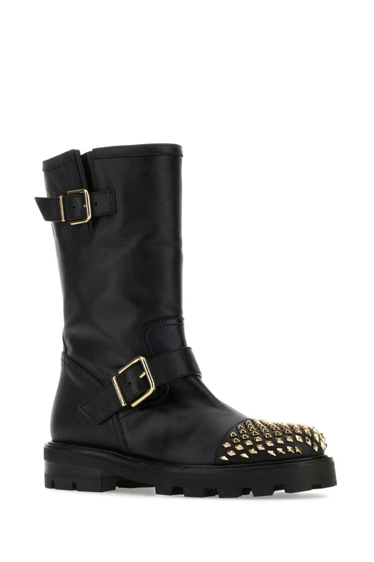 Jimmy Choo Black Leather Biker Ii Boots