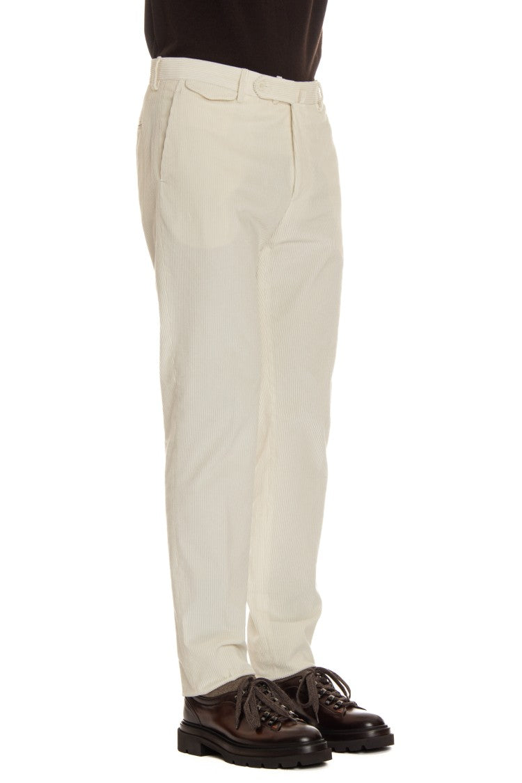 Tagliatore Wide Ribbed Corduroy Trousers With Tailored Fit
