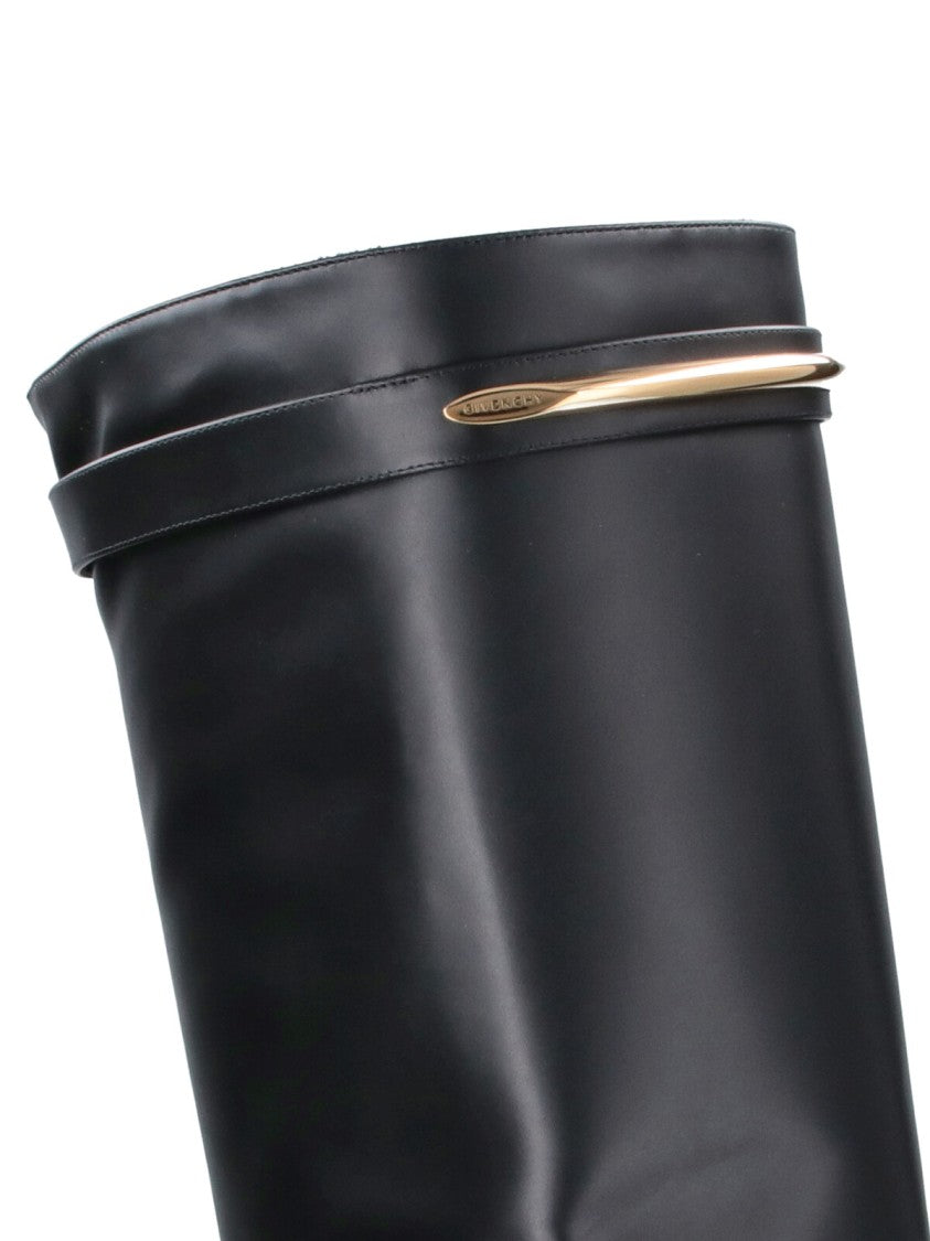 Givenchy Shark Pinch Knee-High Leather Wedge Boots
