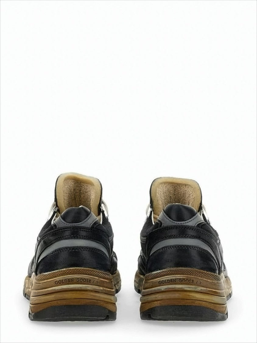 Golden Goose Vintage-Style Black Sneakers With Textured Rubber Sole