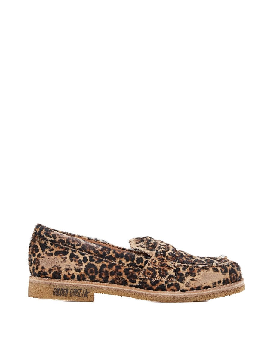 Golden Goose Jerry Leopard Print Horsy Leather Loafers