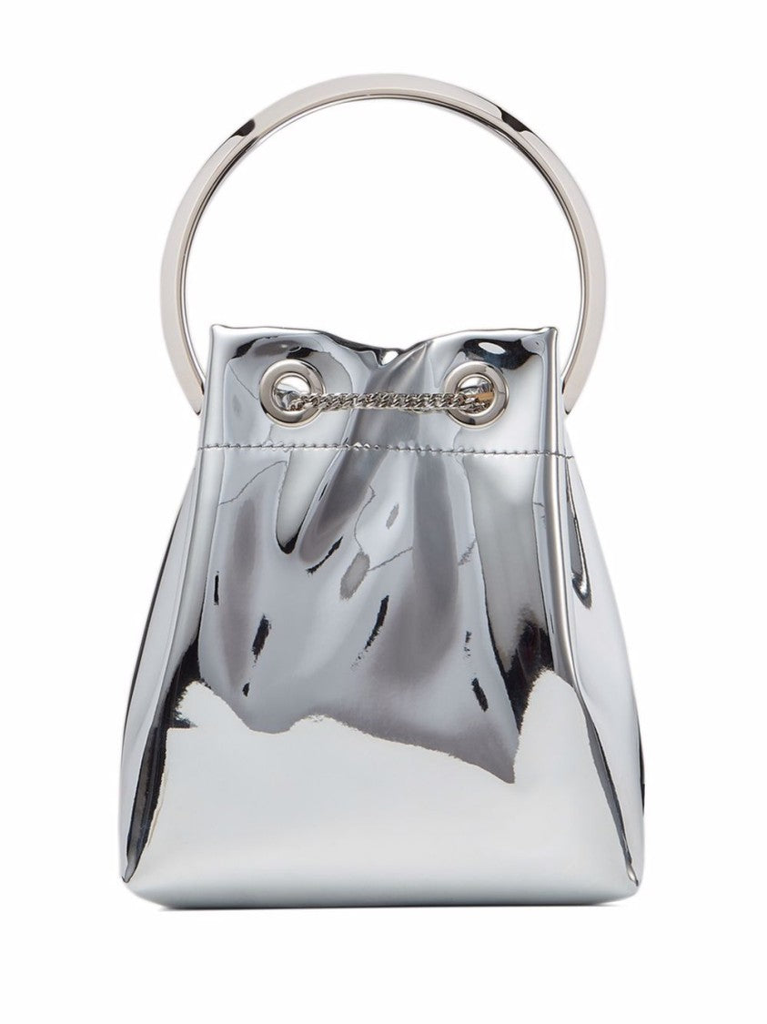 Jimmy Choo Silver Drawstring Bag With Circular Handle