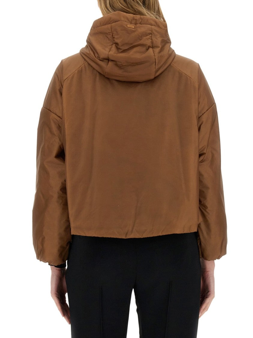 Herno Cropped Brown Nylon Jacket
