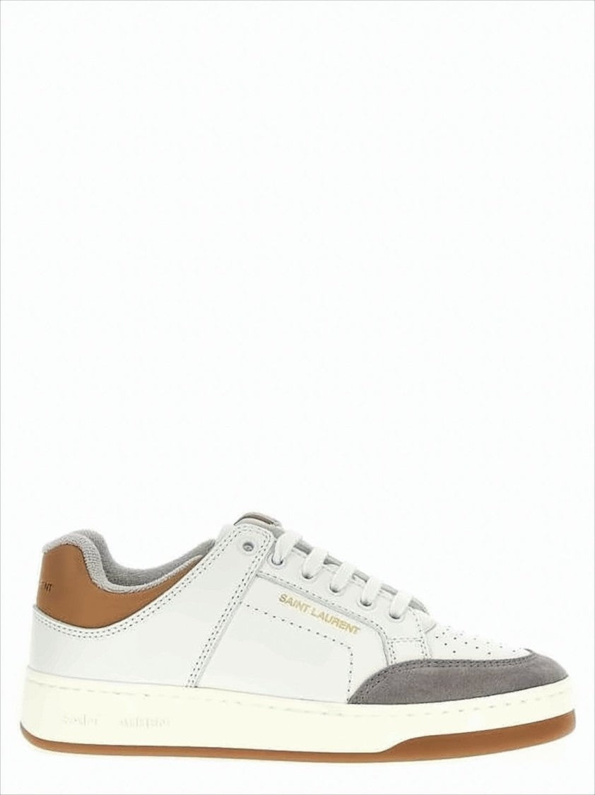 Saint Laurent Perforated White Calf Leather Sneakers