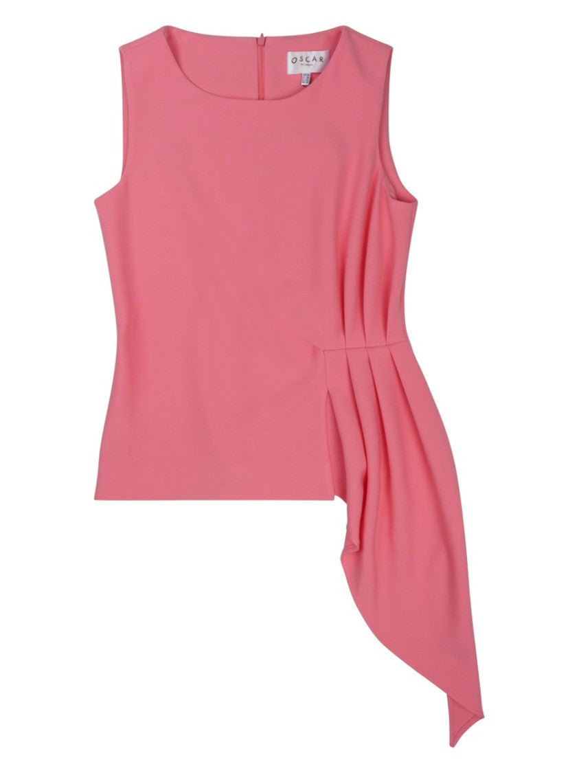 Oscar The Collection Asymmetrical Draped Pink Tank Top With Concealed Zipper