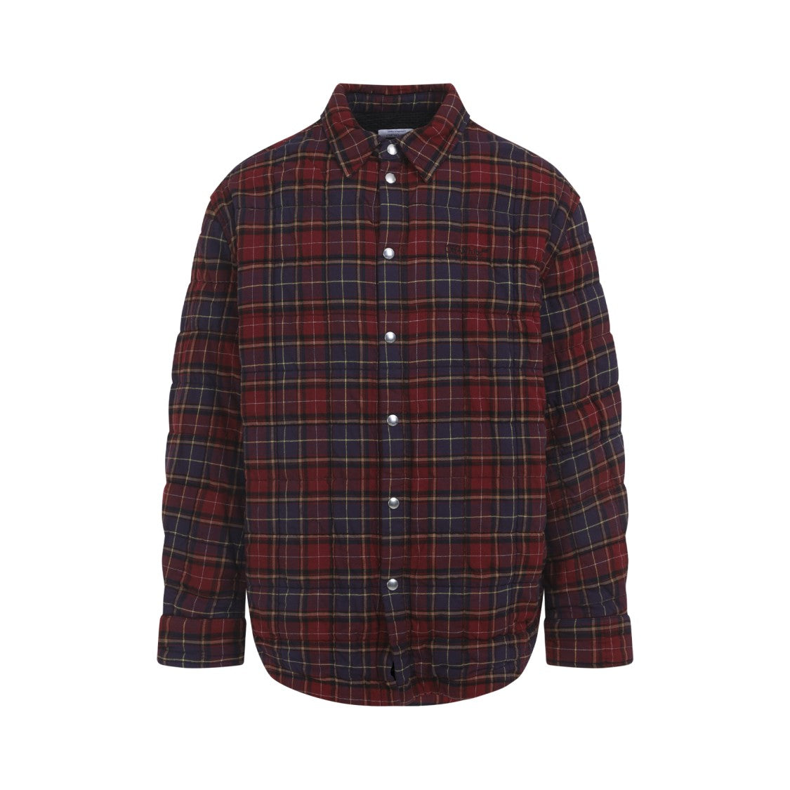 Off-White Long-Sleeve Button-Up Shirt With Plaid Pattern