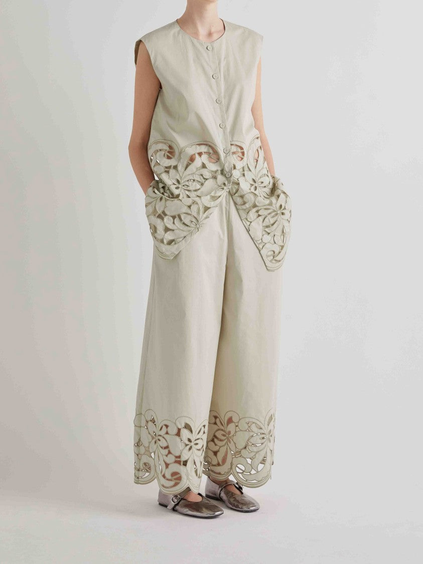 Meimeij Floral Embroidered Cotton Top