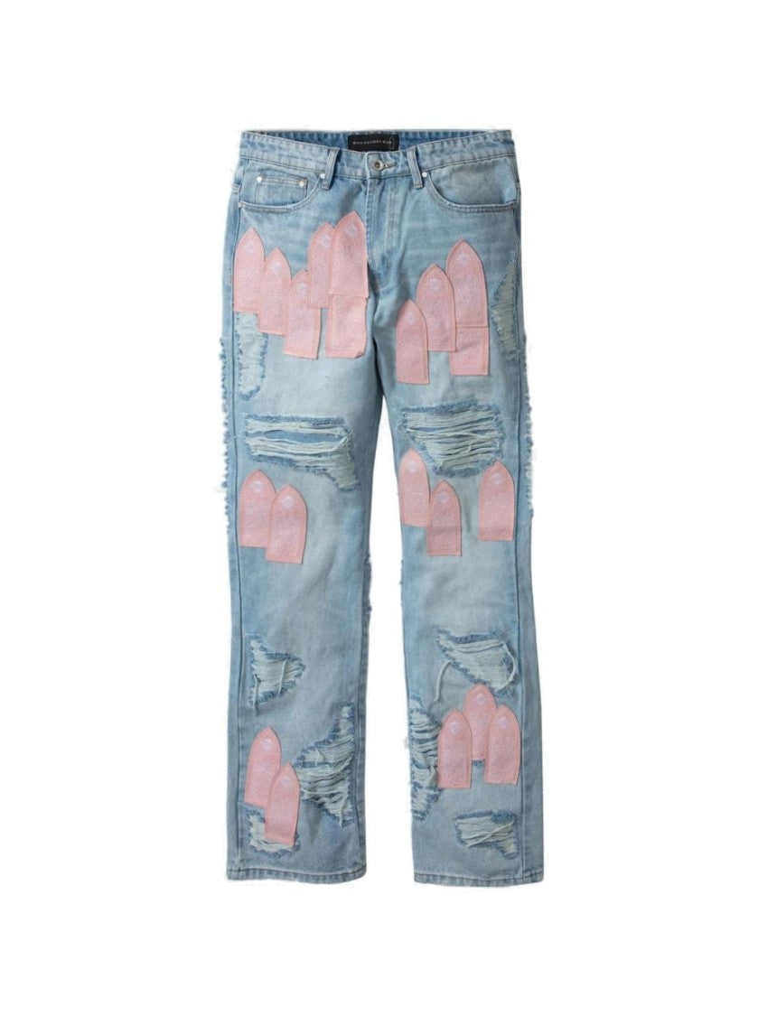 Who Decides War Easter Pink Denim Jeans - Sky And Rose
