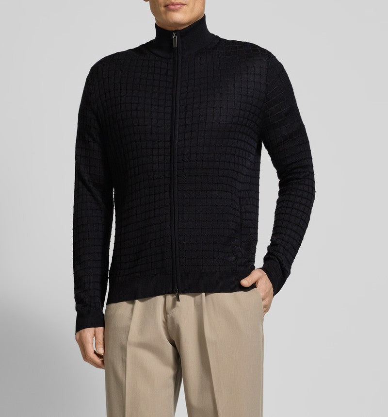 Emporio Armani Slim Fit High Collar Cardigan