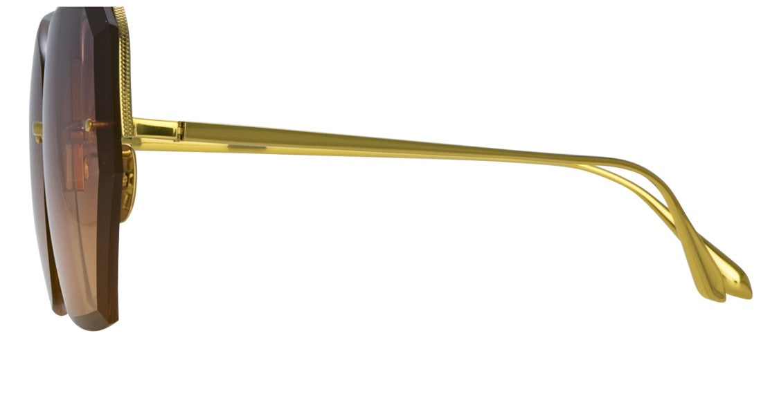 Linda Farrow Lfl Irregular Gradient Lens Sunglasses With Gold-Toned Titanium Arms