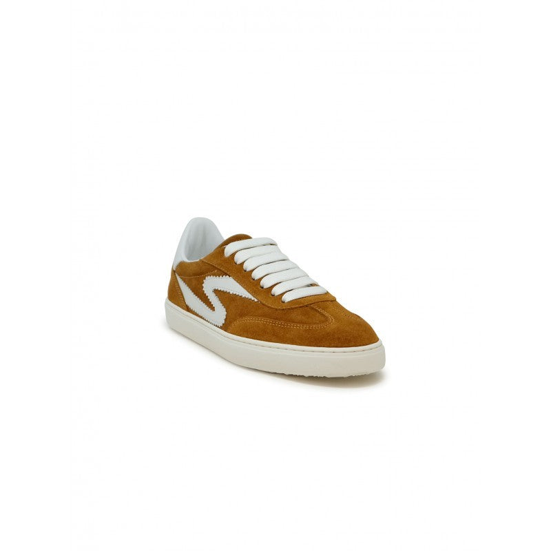 Stuart Weitzman Beige And White Leather/Suede Runaround Sneakers