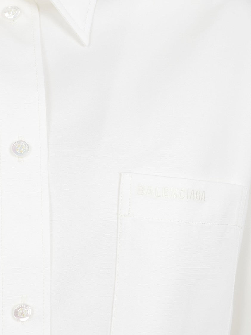 Balenciaga Cocoon Silhouette Shirt In Silk Poplin And Cotton Organdy