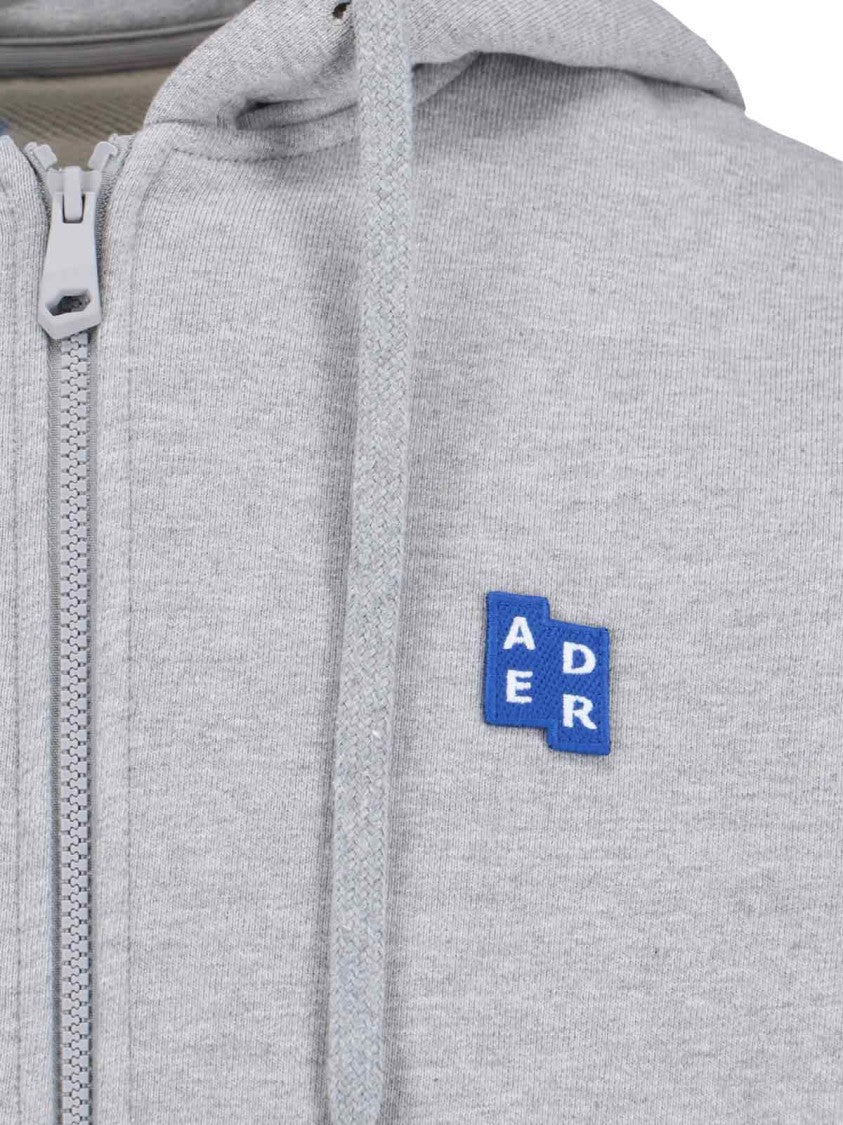 Ader Error "Trs Tag" Zip Sweatshirt, In Grey Cotton
