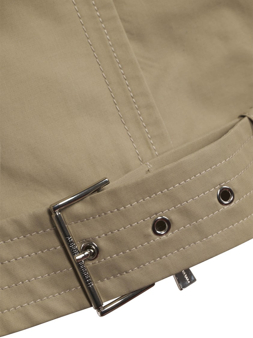 Alberta Ferretti Belted Cape Jacket With High Collar