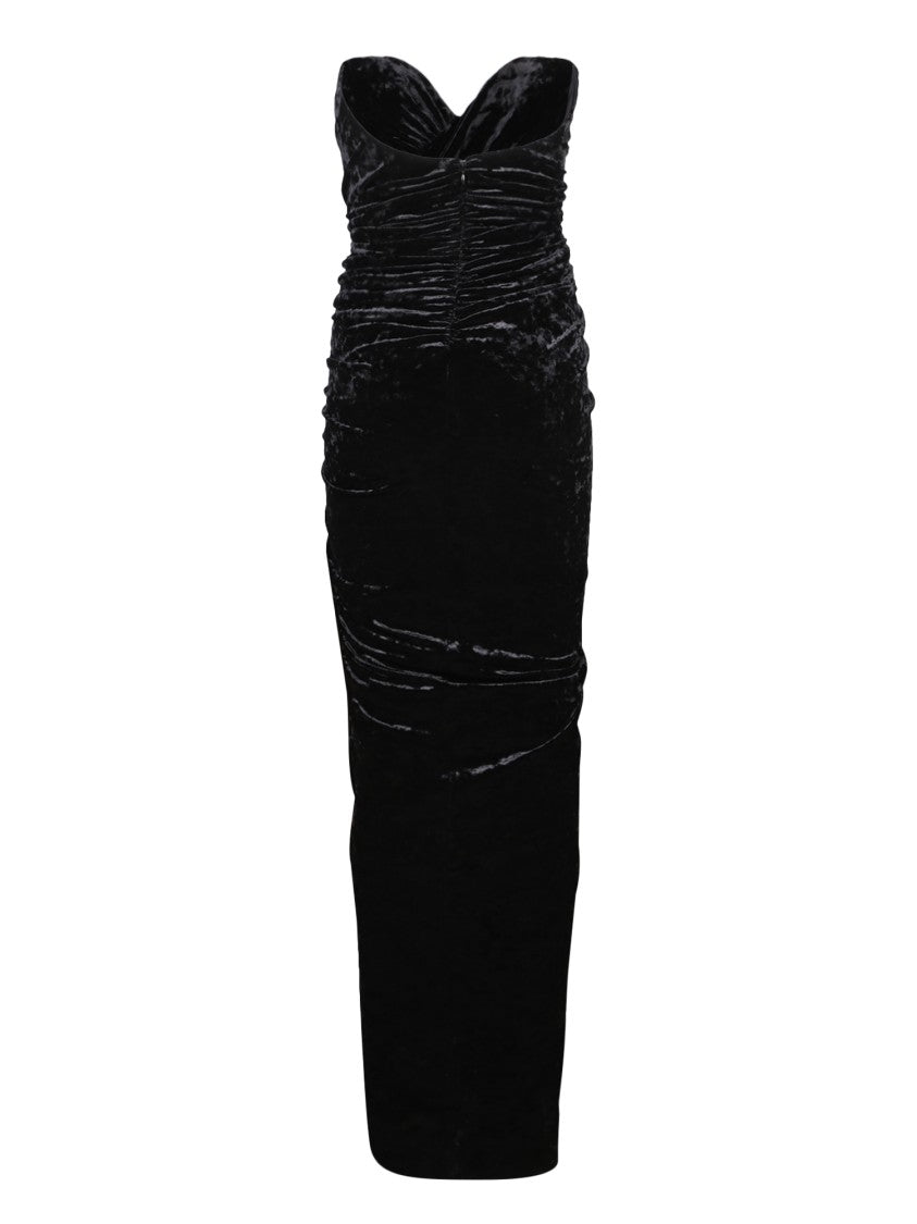 Alexandre Vauthier Ruched Velvet Evening Dress With Silhouette And High Slit