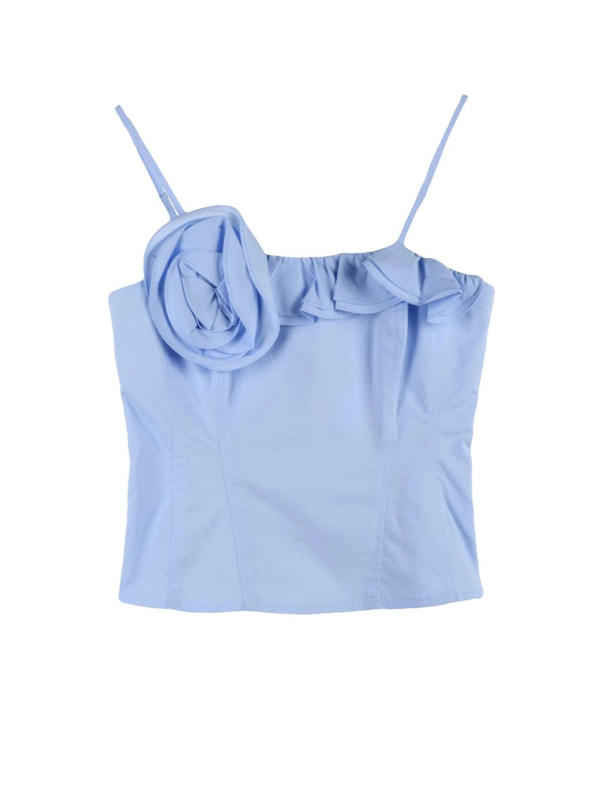 Marella Light Blue Floral Cotton Tank Top