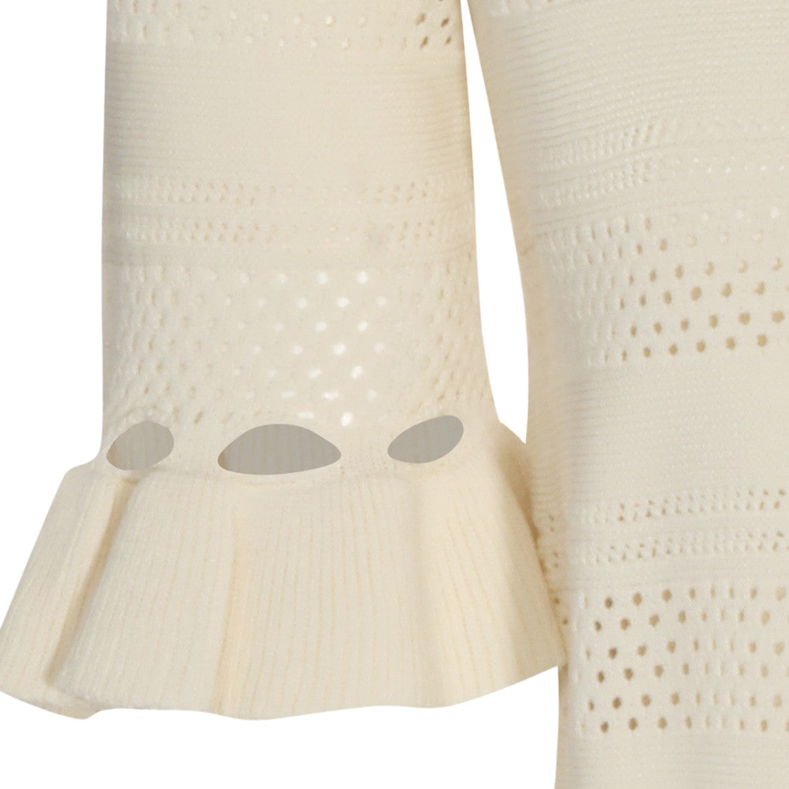 Twin-Set Round Neck Sweater With Ruffled Trim