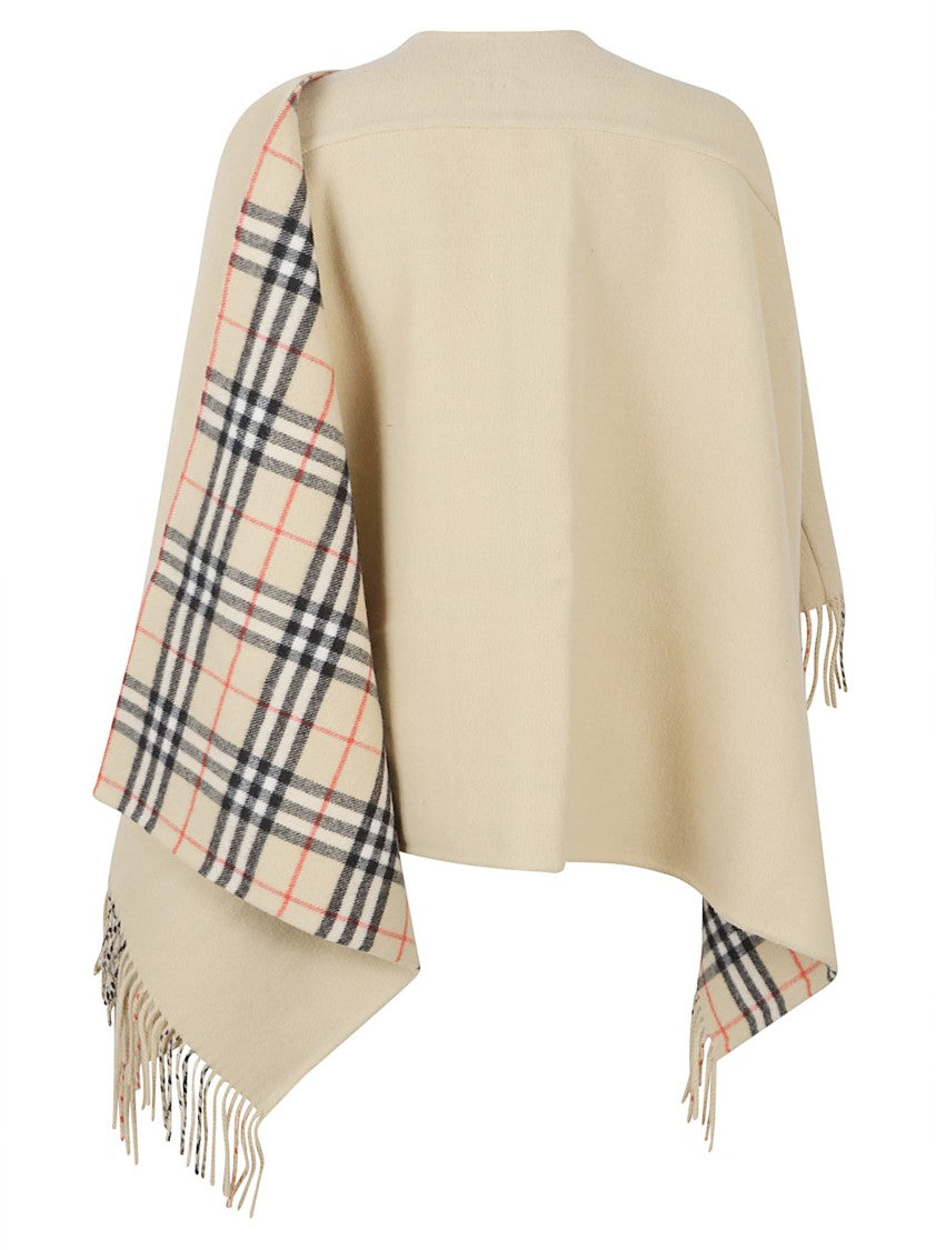 Burberry Beige Wool House Check Cape