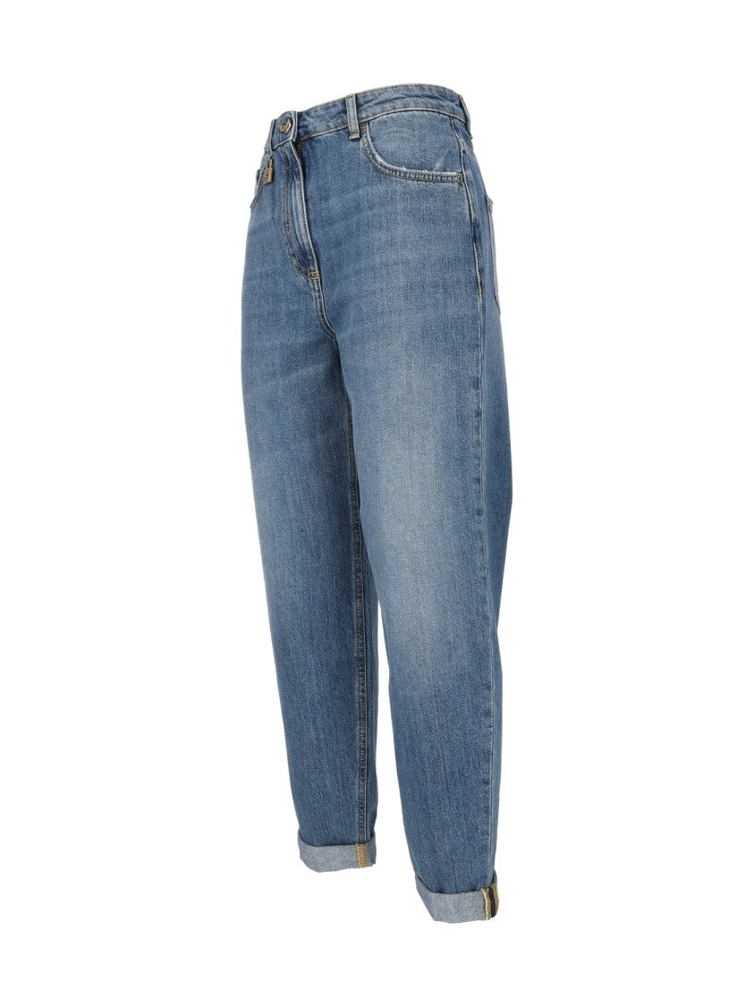 Elisabetta Franchi Relaxed Fit Denim Jeans With Tapered Leg