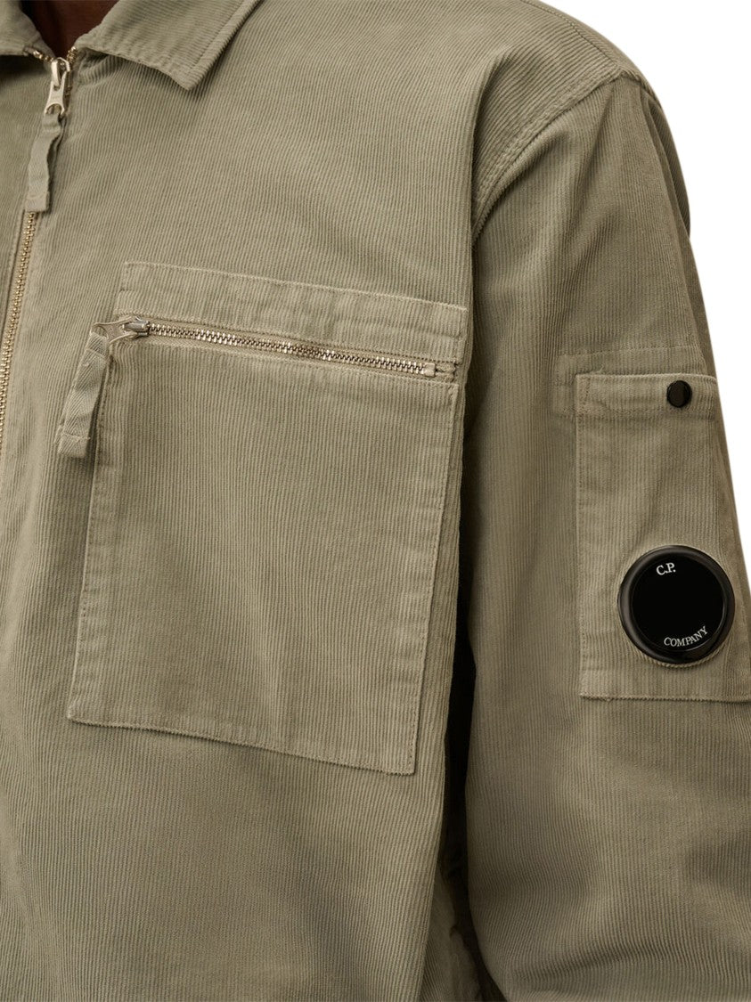 C.P. Company Corduroy Overshirt With Front Zipper And Logo Patch