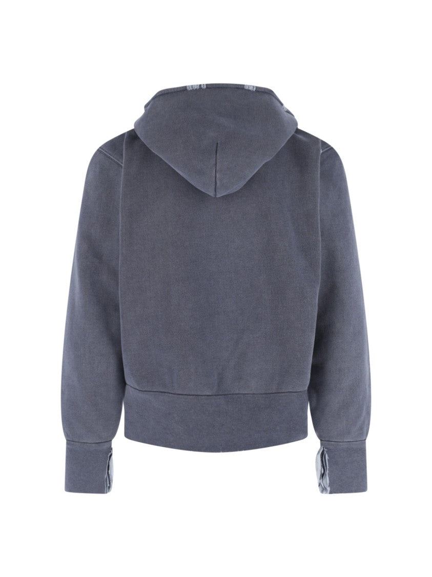 Our Legacy Blue Washed Distressed Relaxed Hooded Sweatshirt
