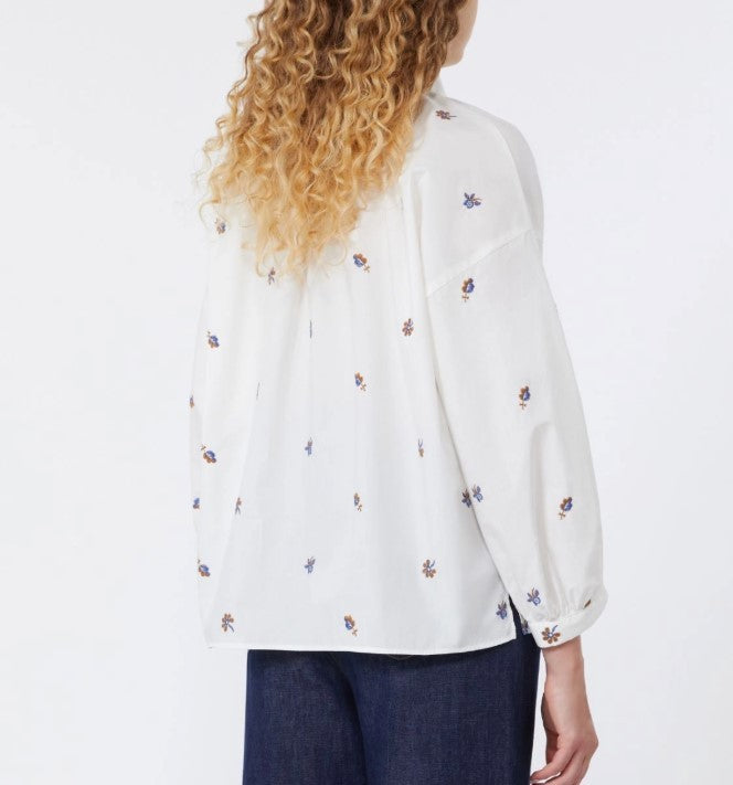 Weekend Pure Cotton Poplin Shirt With Delicate Embroidery