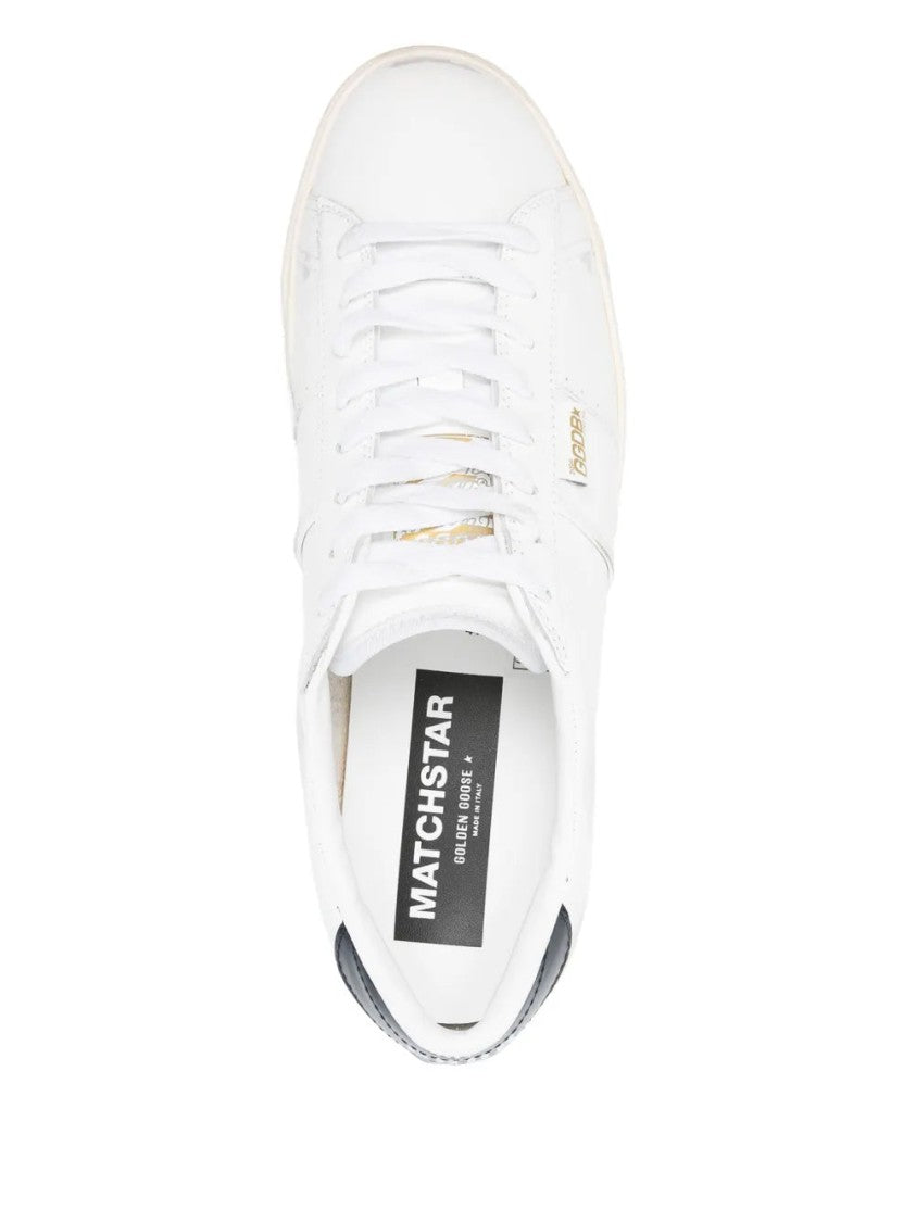 Golden Goose White Leather Matchstar Sneakers With Rubber Sole