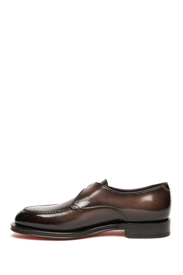 Santoni Single Buckle Leather Shoes Goodyear Construction