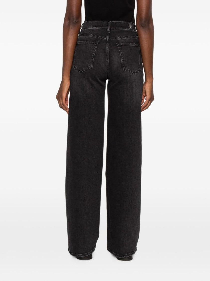 7 For All Mankind High-Waisted Wide-Leg Faded Jeans