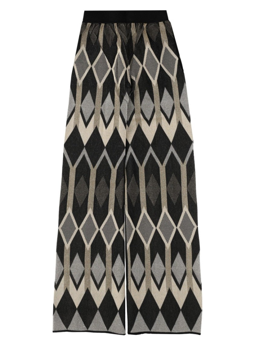 Circus Hotel Neutrals Geometric Lamé Jacquard Wide-Leg Pants