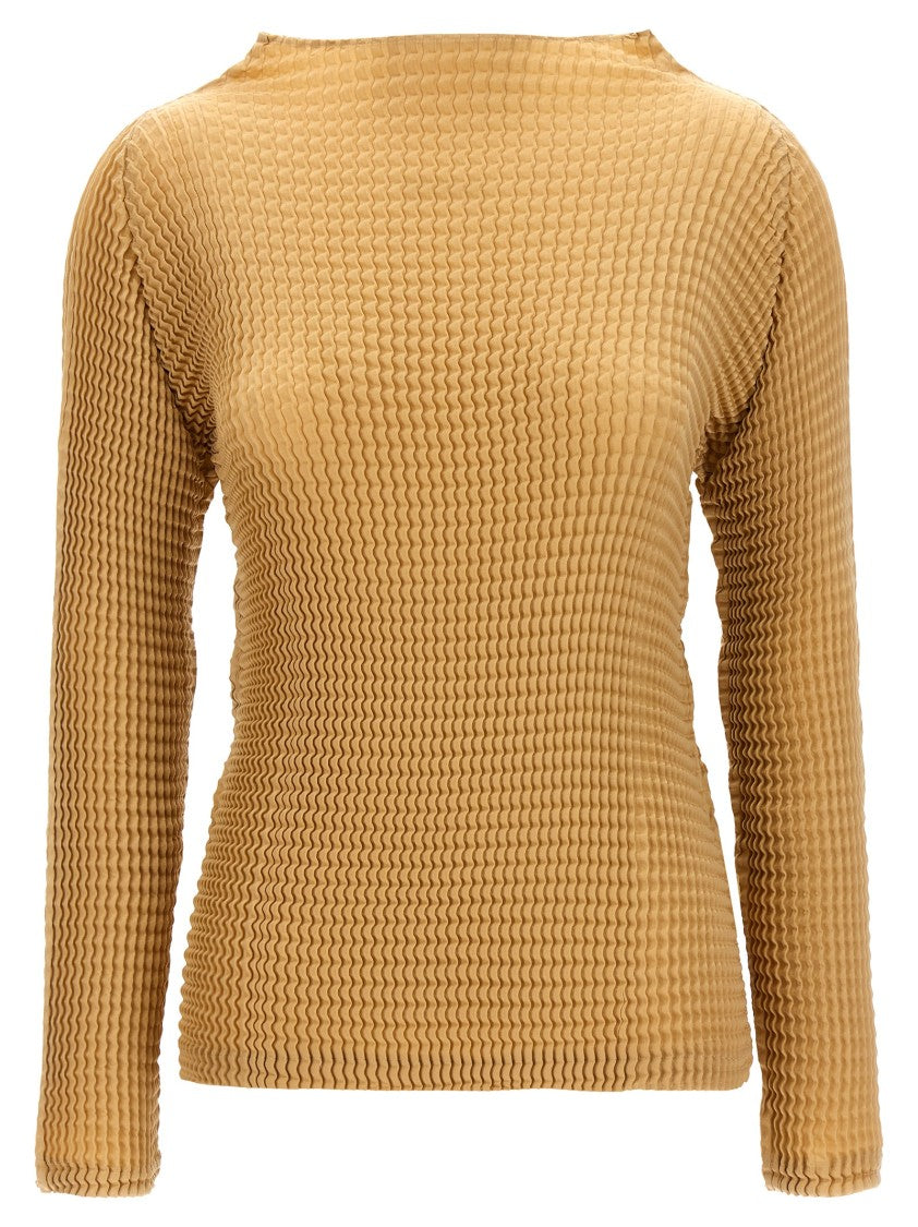 Issey Miyake Suede Like Pleats' Blouse