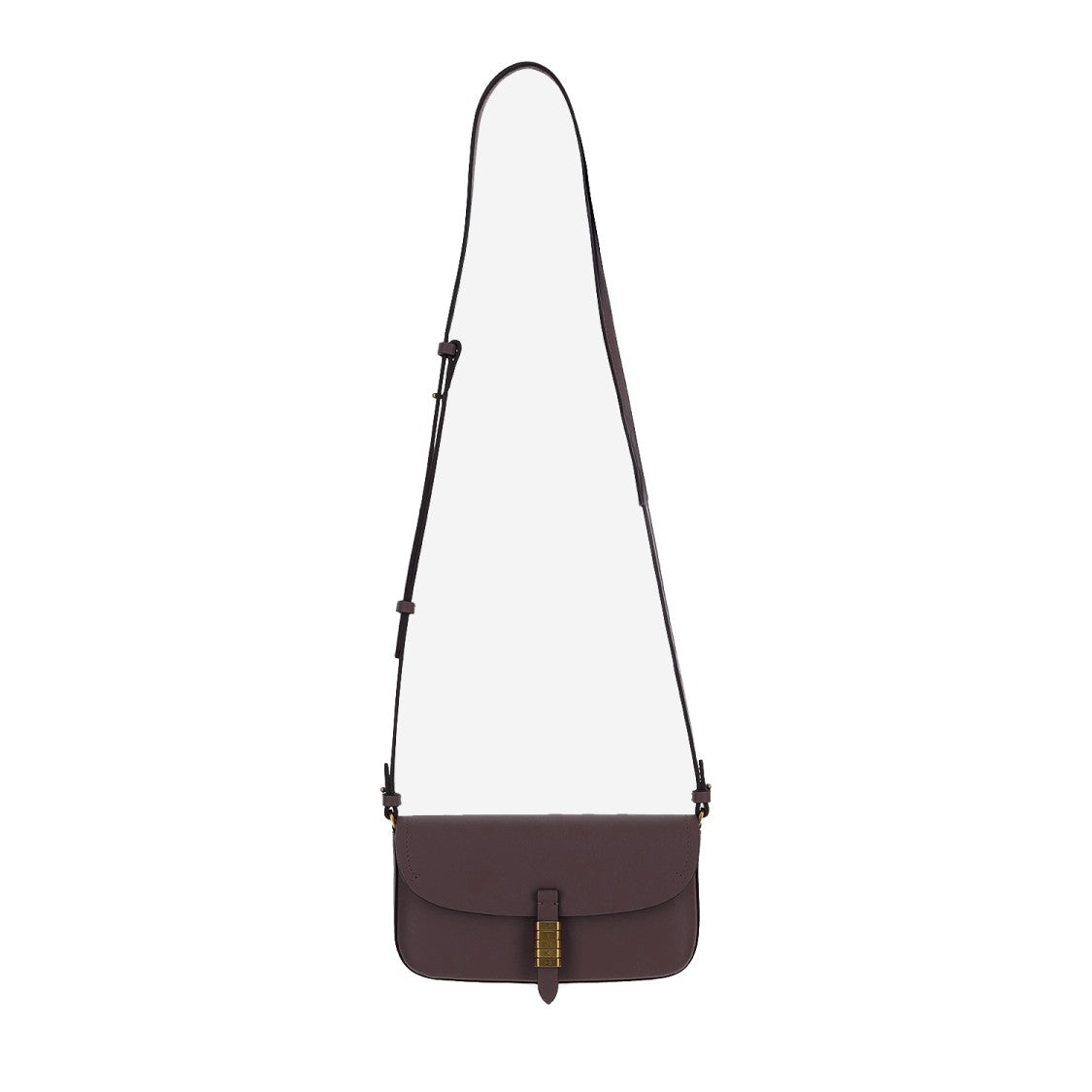 Pinko Bordeaux Saddle Leather Shoulder Bag With Flap Closure