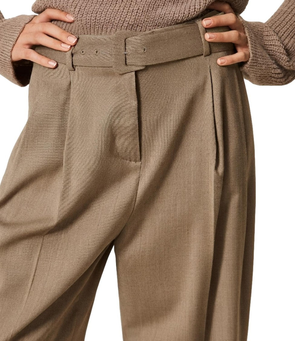 Twin-Set High-Waisted Belted Wide-Leg Pants