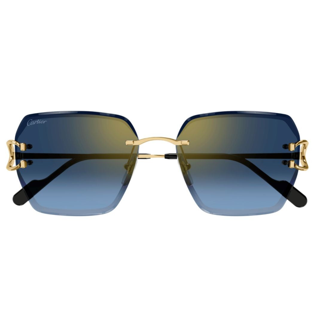 Cartier Gradient Tint Oversized Square Sunglasses With Gold Accents