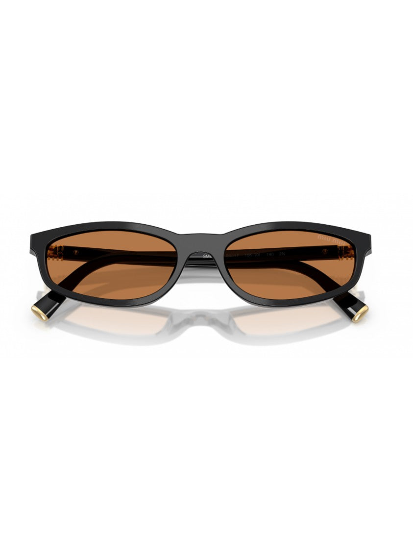 Miu Miu A06s Sole Narrow Rectangular Gold Sunglasses