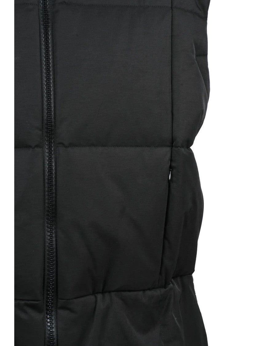 Yohji Yamamoto Quilted Black Padded Vest With High Collar And Adjustable Hem