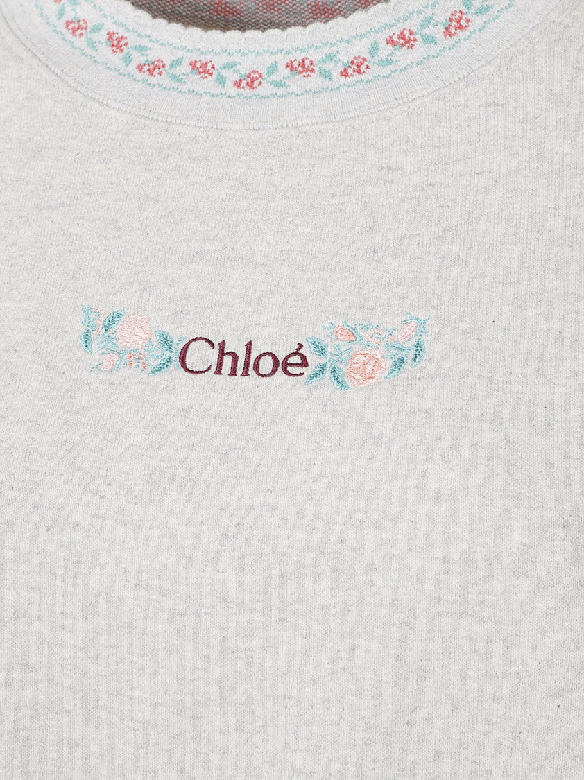 Chloé Cotton Floral Embroidered Sweatshirt