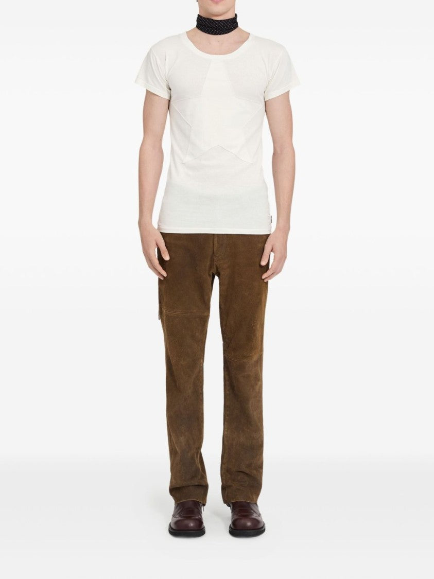 Mm6 By Maison Margiela Star Applique Off-White Cotton T-Shirt