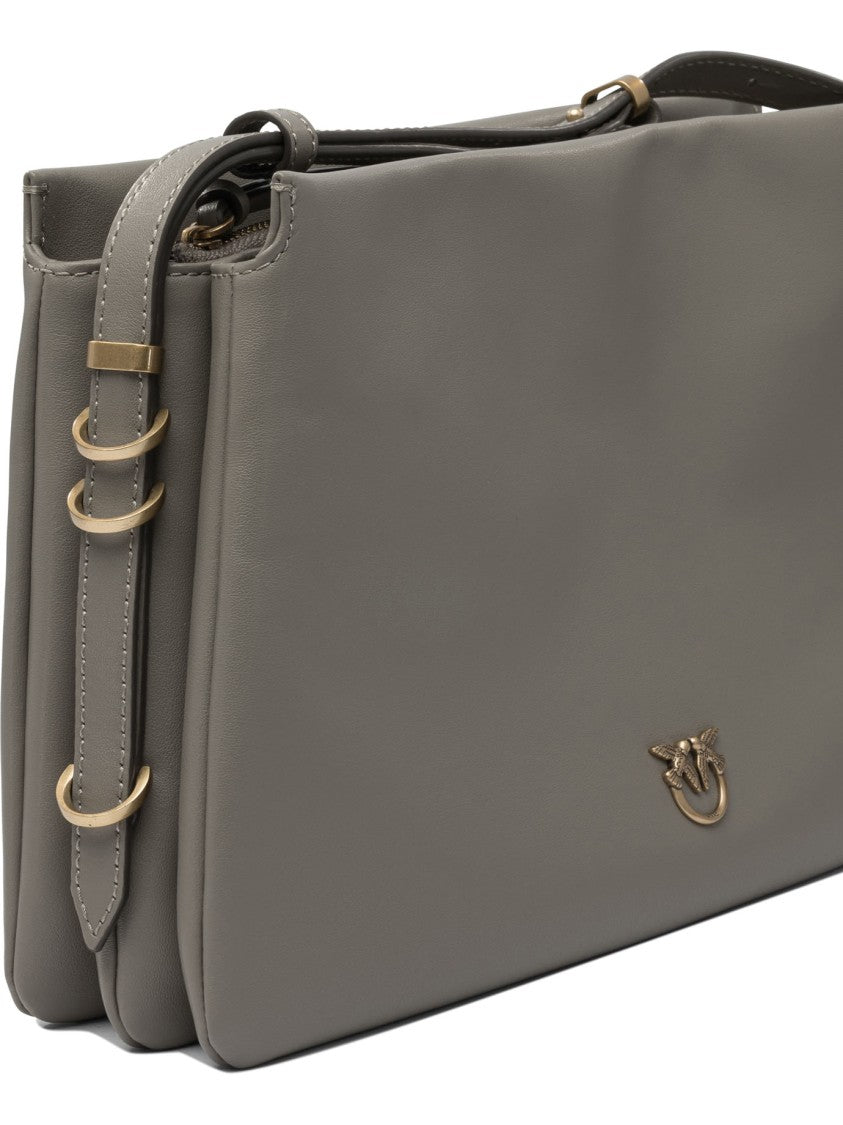 Pinko Structured Leather Shoulder Bag With Gold-Tone Accents